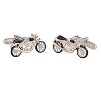 Gemelos plateados con forma de motocicleta para hombre, con caja de regalo