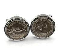 Gemelos prémium de seis peniques de Nueva Zelanda de 1960 para un cumpleaños número 65, HT SLV, talla única, plata, otro tipo de cierre
