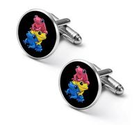 Gemelos redondos con diseño de ranas y bandera pansexual para negocios, bodas, fiestas, día del padre, 1.7cm, Metal, No es una piedra preciosa