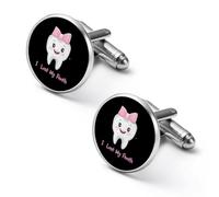 Gemelos redondos con texto en inglés "I Lost My First Tooth Shirt", para negocios, bodas, fiestas, día del padre, 1.7cm, Metal, No es una piedra preciosa