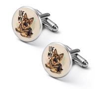 Gemelos redondos con texto en inglés "I Love My Border Collie" para camisa de perro pastor para negocios, boda, fiesta, día del padre, 2.0cm, Metal, No es una piedra preciosa