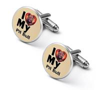 Gemelos redondos con texto en inglés "I LOVE My Pit Bull", para negocios, bodas, fiestas, día del padre, 2.0cm, Metal, No es una piedra preciosa