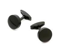 Gemelos redondos de acero inoxidable for hombre, gemelos personalizados con botón negro for camisas casuales y de negocios