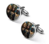 Gemelos redondos de diosas egipcias para camisa épica, para negocios, boda, fiesta, día del padre, 1.7cm, Metal, No es una piedra preciosa