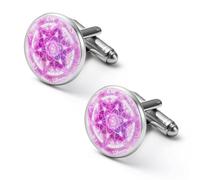 Gemelos redondos de mandala para camisa de metatrón sagrado para negocios, boda, fiesta, día del padre, 2.0cm, Metal, No es una piedra preciosa