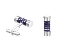 Gemelos redondos negros y azules for hombre, joyería de moda personalizada for trajes modernos y accesorios formales(Blu)