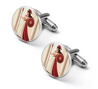 Gemelos redondos para camisa de Atenea con la sabiduría antigua y la guerra para negocios, bodas, fiestas, regalo del día del padre, 1.7cm, Metal, No es una piedra preciosa