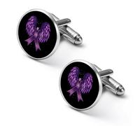 Gemelos redondos para camisa de concienciación sobre el Alzheimer, para negocios, bodas, fiestas, día del padre, 2.0cm, Metal, No es una piedra preciosa