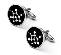 Gemelos redondos para camisa de fórmula de molécula de cocaína, gemelos redondos para negocios, bodas, fiestas, día del padre, 2.0cm, Metal, No es una piedra preciosa