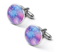 Gemelos redondos para camisa de galaxia de cielo estrellado, para negocios, boda, fiesta, día del padre, 1.7cm, Metal, No es una piedra preciosa