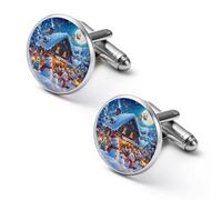 Gemelos redondos para camisa de Santas Secret Village para negocios, bodas, fiestas, día del padre, 2.0cm, Metal, No es una piedra preciosa