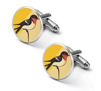 Gemelos redondos para camisa de Swallow The Sun Bird para negocios, bodas, fiestas, día del padre, 2.0cm, Metal, No es una piedra preciosa