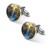 Gemelos redondos para camisa de The Big Moon para negocios, bodas, fiestas, día del padre, 1.7cm, Metal, No es una piedra preciosa