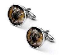 Gemelos redondos para camisa de toros con pintura de toros para negocios, bodas, fiestas, día del padre, 2.0cm, Metal, No es una piedra preciosa