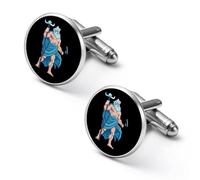 Gemelos redondos para camisa de Zeus de la mitología griega, para negocios, bodas, fiestas, día del padre, 1.7cm, Metal, No es una piedra preciosa