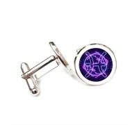Gemelos, Regalo De Arte Cibernético Neón Del Universo De Los Peces Piscis, Doce Signos Del Zodiaco Piscis, Hebilla De Puño De La Suerte Personalizada, Regalo De Accesorio De Camisa Para Novio Conta