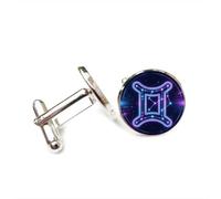 Gemelos, Regalo De Suerte Para Amigos Con La Etiqueta Digital De Graduación De Géminis, Cyber Neon, Doce Signos Del Zodiaco Versátiles, Hebilla De Puño Personalizada, Accesorio De Camisa, Rega