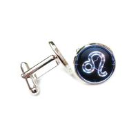 Gemelos, Símbolo Abstracto De Leo, Rayo Azul, Cristal Energético, Leo, Doce Signos Del Zodíaco, Hebilla De Puño Personalizada, Accesorio De Camisa, Regalo Para Contable, Jefe, Negocios, Boda, Grad