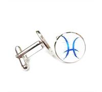 Gemelos, Símbolo De Piscis Digital Fault Art, Regalo Para Mejor Amigo/A, Piscis, Doce Signos Del Zodiaco, Hebilla De Puño Personalizada, Accesorio De Camisa, Regalo Para Novio/A Contador/A, Boda De