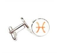 Gemelos, Símbolo De Piscis Textura Difracción Espectral Regalo De Buena Suerte Para Un Amigo, Piscis Doce Signos Del Zodiaco, Hebilla De Puño Personalizada, Accesorio De Camisa Regalo Para Contable
