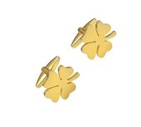 Gemelos Stainless Steel Four-leaf Clover Cufflinks For Men Cuffs Buttons French Shirt Cuff Links(Gold)