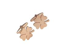 Gemelos Stainless Steel Four-leaf Clover Cufflinks For Men Cuffs Buttons French Shirt Cuff Links(Rose Gold)