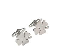 Gemelos Stainless Steel Four-leaf Clover Cufflinks For Men Cuffs Buttons French Shirt Cuff Links(Silvery)