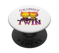 Gemelos Terroríficos Halloween Gato Monstruo No Muerto PopSockets PopGrip Adhesivo