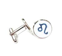 Gemelos, Tótem Abstracto De Leo Azul, Entrelazamiento Cuántico, Doce Signos Del Zodíaco De Leo, Hebilla De Puño Personalizada, Accesorio De Camisa, Regalo Para Contable, Jefe, Negocios, Boda, Grad