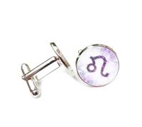 Gemelos, Tótem Abstracto Morado De Leo, Entrelazamiento Cuántico, Doce Signos Del Zodíaco De Leo, Hebilla De Puño Personalizada, Accesorio De Camisa, Regalo Para Contable, Jefe, Negocios, Boda, Gr