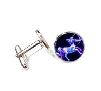 Gemelos, Tótem De Caballo De Sagitario Cyber Neon, Sagitario, Doce Signos Del Zodiaco, Hebilla De Puño Personalizada, Accesorio De Camisa, Regalo Para Contable, Jefe, Negocios, Boda, Baile De Gr