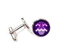 Gemelos, Tótem De Ola De Botella Morada, Estilo Artístico De Fallas, Doce Signos Del Zodíaco Acuario, Hebilla De Puño Personalizada, Accesorio De Camisa, Regalo Para Contable, Jefe, Negocios, Boda