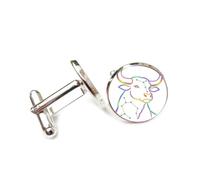 Gemelos, Tótem Retrato De Cabeza De Ganado Difracción Espectral, Tauro Doce Signos Del Zodiaco, Hebilla De Puño De La Suerte Personalizada, Accesorio De Camisa Regalo Para Contador Jefe Negocios Bo