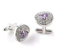 Gemelos triangulares con detalles de circonita, gemelos de cristal de lujo for hombre y mujer, regalos for festivales y cumpleaños(Lila)