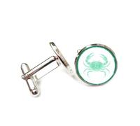 Gemelos, Verde Cangrejo Brillante, Luz Brillante, Proyección Holográfica, Doce Signos Del Zodíaco De Cáncer, Hebilla De Puño, Accesorio De Camisa, Regalo Para Contable, Jefe, Negocios, Boda, Grad