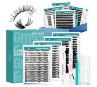 GEMERRY 7PCS Kit De Pestañas en Racimo 30-40-80-100 D Curl 10-18 mm Kit de Extensión de Pestañas con Unión y Sello de Pestañas y Removedor de Pegamento de Pestañas y Pinzas para Pestañas