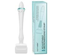 GEMERRY Derma Stamp 0-3mm Ajustable, 140 Agujas para el Crecimiento del Cabello y la Barba en casa, Derma roller para el cuero Cabelludo Facial y Físico en Hombres y Mujeres
