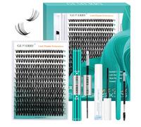 GEMERRY Kit De Pestañas en Racimo 40D D Curl 10-18 mm Kit de extensión de pestañas con unión y sello de pestañas y removedor de pegamento de pestañas y pinzas para pestañas(40D-0.07D-Set)