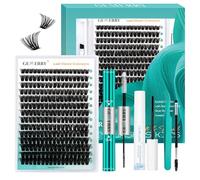 GEMERRY Kit De Pestañas en Racimo 80D D Curl 10-18 mm Kit de extensión de pestañas con unión y sello de pestañas y removedor de pegamento de pestañas y pinzas para pestañas(80D-0.07D-Set)