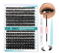 GEMERRY Kit Pestañas Postizas Individuales DIY Kit De Extensión De Pestañas Individuales con 60D/80D 10-18mm Pestañas Pelo a Pelo y Pegamento Pinzas Extension Pestañas Kit(60D+80D-0.07D-10-18mm-Set)