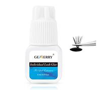 GEMERRY Pegamento individual para pestañas de 5 ml, pegamento para pestañas de larga duración, secado rápido, impermeable, extensión de racimo, pegamento de pestañas negro para principiantes