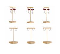 GemeShou 6 soportes de barra en T dorados para vender, soporte de metal para aretes de joyería, soporte de exhibición de aretes pequeños, bonitos accesorios de fotografía de joyería para espectáculo.