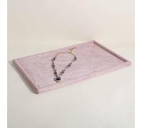 GemeShou Gemehou Bandeja Exhibidor Joyas Terciopelo (placa organizador microfibra premium), bandeja vacía para collar, pulsera, anillo, pendiente, reloj【Rosa-Grande】
