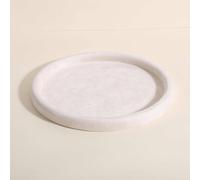GemeShou Gemehou Placa Organizador Joyas Redonda (bandeja exhibidor terciopelo microfibra), bandeja vacía para collar, pulsera, anillo, pendiente, reloj【Crema-Grande】