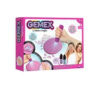 GEMEX MYBO TV - Kit de taller de uñas para niños, 24 geles + molde de gemas + lámpara UV + pegatinas, rosa