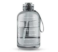 GEMFUL botella agua 3 litros Deportiva - Antimoho, Asa, Pajita, Tiempo, Sin BPA - Fitness/Outdoor（Gris）