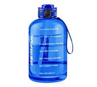 GEMFUL Botella de Agua 3L con Marcador de Tiempo ¡Pajita y Asa para Motivación Diaria! Libre de BPA, Perfecta para el Gym, Deporte y Oficina(azul real)