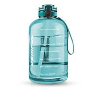 GEMFUL Botella Deportiva 3L ¡Pajita, Asa y Marcador de Tiempo Inspirador! Sin BPA, Antifugas y Reutilizable - Ideal para Fitness, Senderismo y Yoga(Cian)