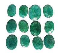 GEMHUB Piedras de esmeralda verde sueltas de aproximadamente 60 quilates/12 piezas de piedras preciosas colombianas de corte ovalado natural para hacer joyas, Gema, Esmeralda