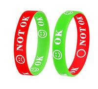 Gemi Pulseras de silicona, pulseras de goma para niños y adultos, juego de 2 pulseras de salud mental, ayudas de comunicación no verbal, muñequeras para niños, juguetes de control de la ira, regalos